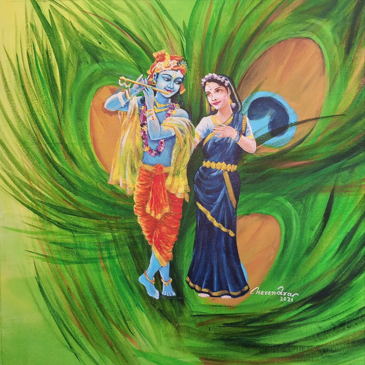 Radha Krishna in Moon Night