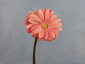 Original Painting - Flower and dew- Pink Flower