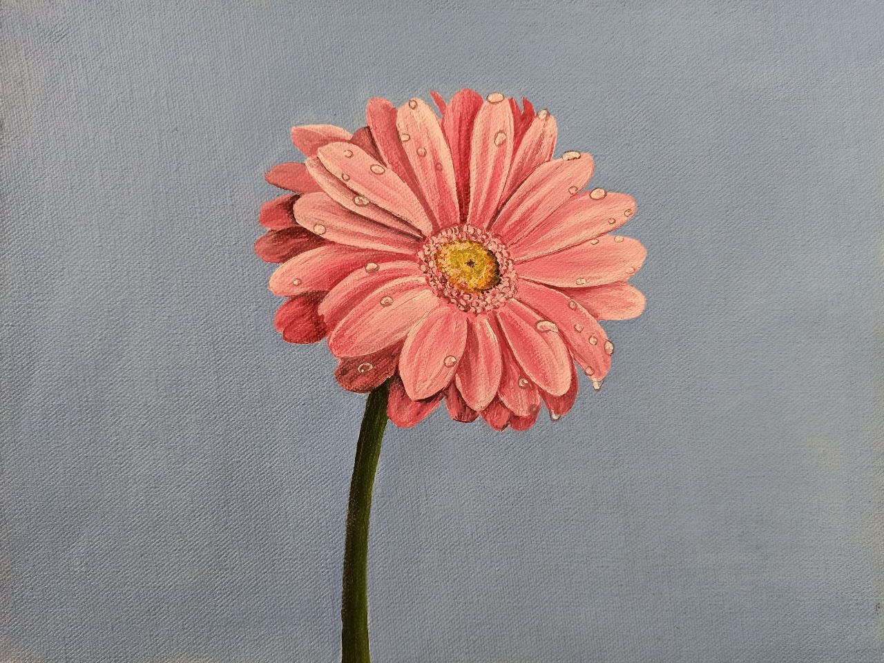 Original Painting – Flower and dew- Pink Flower