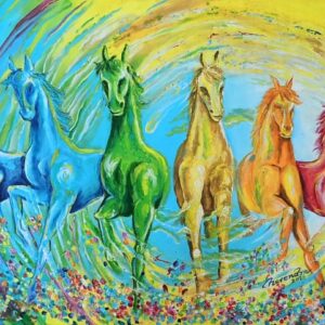 7 Horse Painting - 7 Horses from the Universe