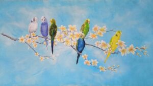 Acrylic Painting Budgie Parrot Bird