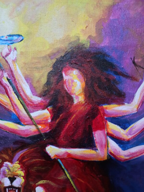 Original Handmade Painting: Goddess Durga in Abstract - Image 5