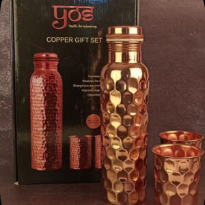 • Diamond Cut Copper Bottle & Glass Gift Set