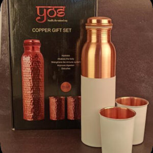 White Copper Bottle & Glass Gift Set