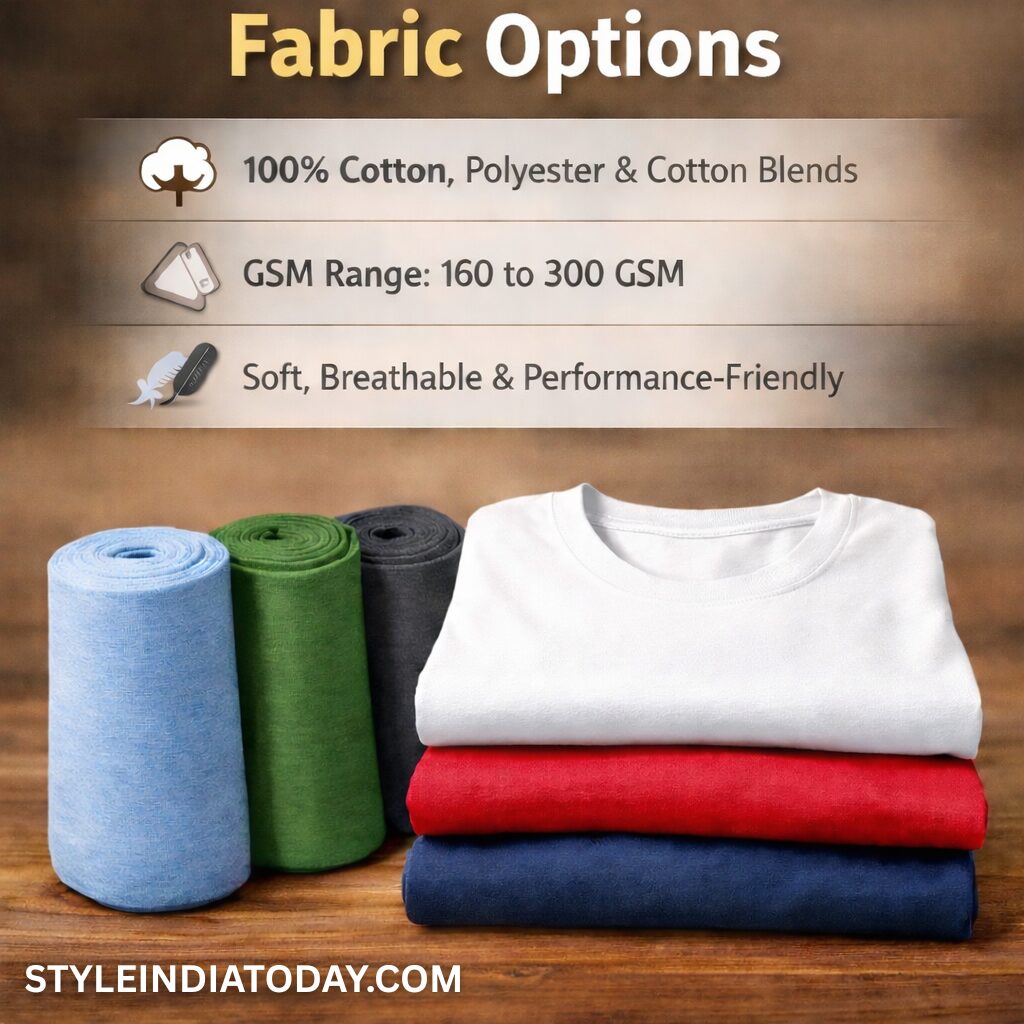 Fabric Options- Corporate T-Shirt Suppliers in India – STYLEINDIATODAY.COM