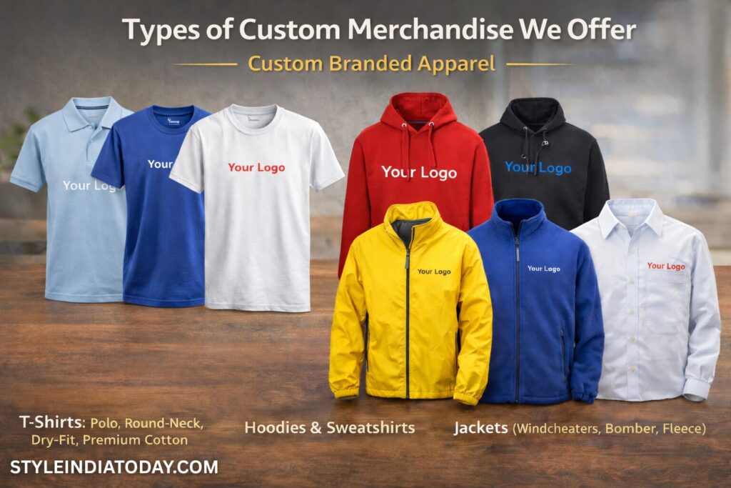 Types of Custom Merchandise We Offer​- Custom Branded Apparel​- STYLEINDIATODAY.COM