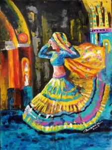 Rajasthani Dance Painting | Traditional Folk Art Canvas